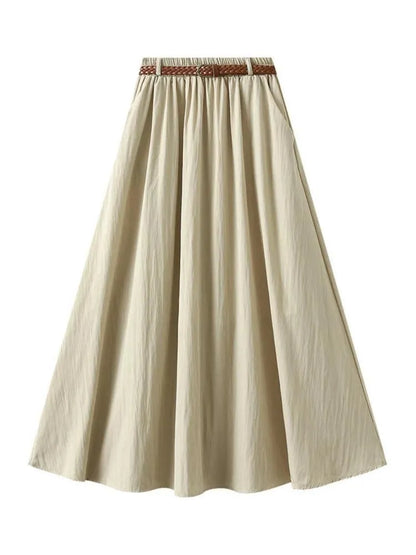 Minimalist A-Line Skirt with Belt - A-Line Skirt - Guocali