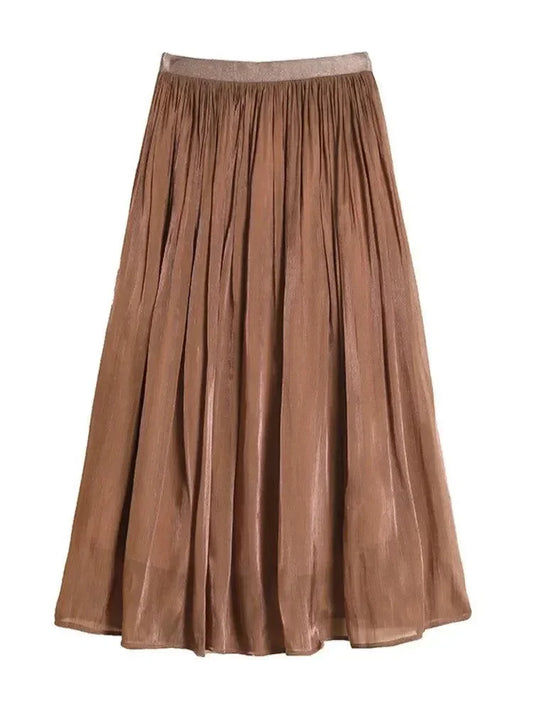 Minimalist Solid Color A-Line Skirt -Guocali