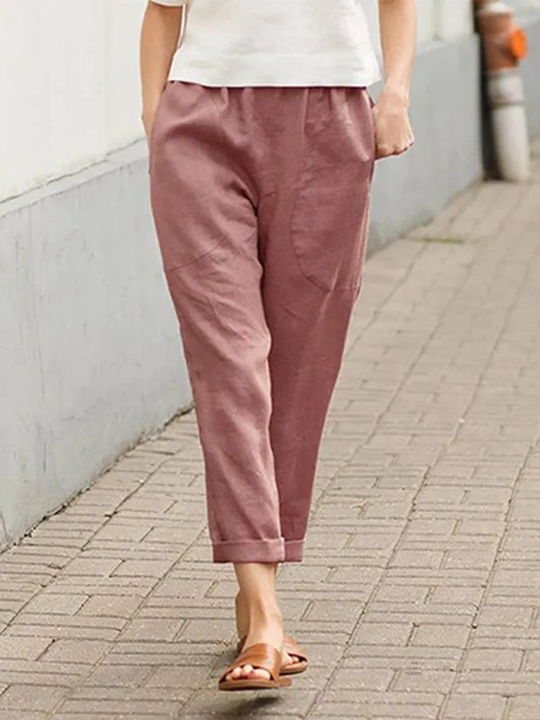 Minimalist Women's Trousers – Mid Rise Breathable -Guocali