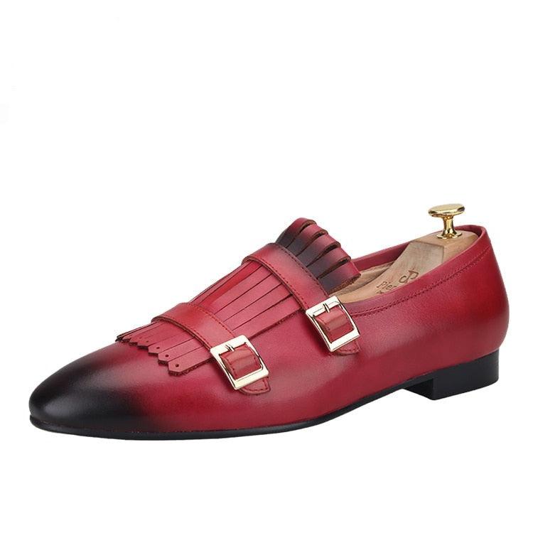 Multicolor Monk Strap Leather Loafers - Men Shoes - Loafer Shoes - Guocali