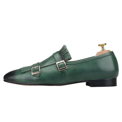 Multicolor Monk Strap Leather Loafers - Men Shoes - Loafer Shoes - Guocali