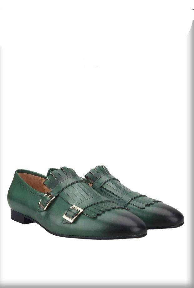 Multicolor Monk Strap Leather Loafers - Men Shoes - Loafer Shoes - Guocali