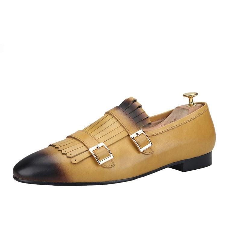 Multicolor Monk Strap Leather Loafers - Men Shoes - Loafer Shoes - Guocali