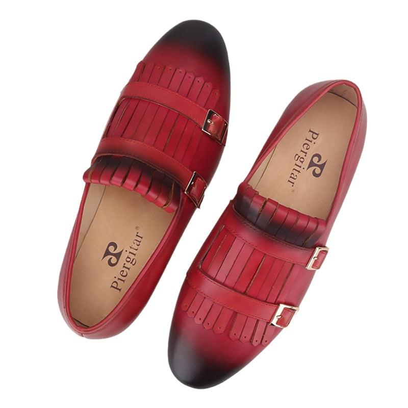 Multicolor Monk Strap Leather Loafers - Men Shoes - Loafer Shoes - Guocali