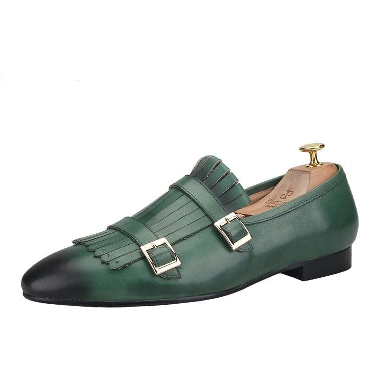 Multicolor Monk Strap Leather Loafers - Men Shoes - Loafer Shoes - Guocali