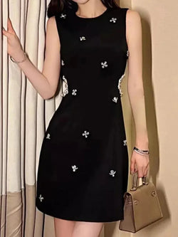 O-Neck Diamond Hollow-Out A-Line Dress - Guocali