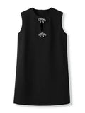O-Neck Sleeveless Bow Beading Short Dress -Guocali