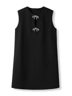 O-Neck Sleeveless Bow Beading Short Dress -Guocali