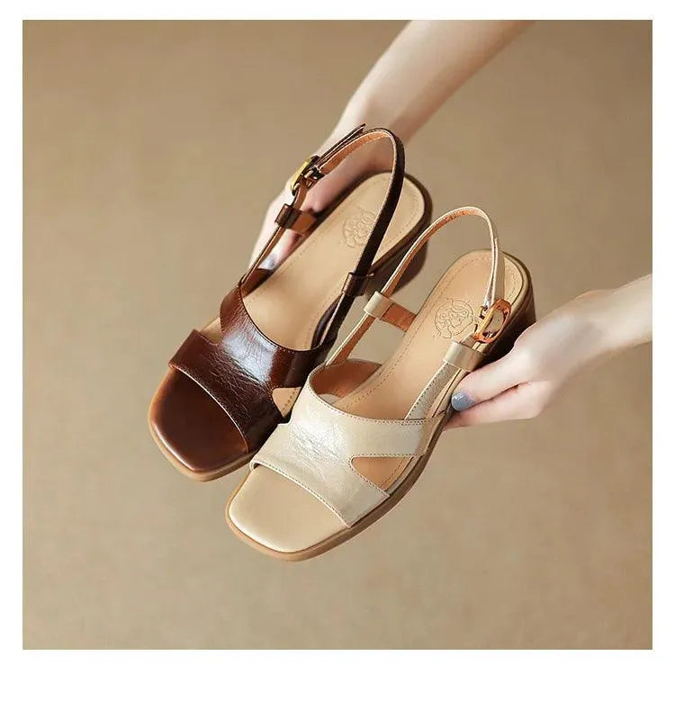 Open-Toe Buckle Strap Sandals for Women - Sandals - Guocali