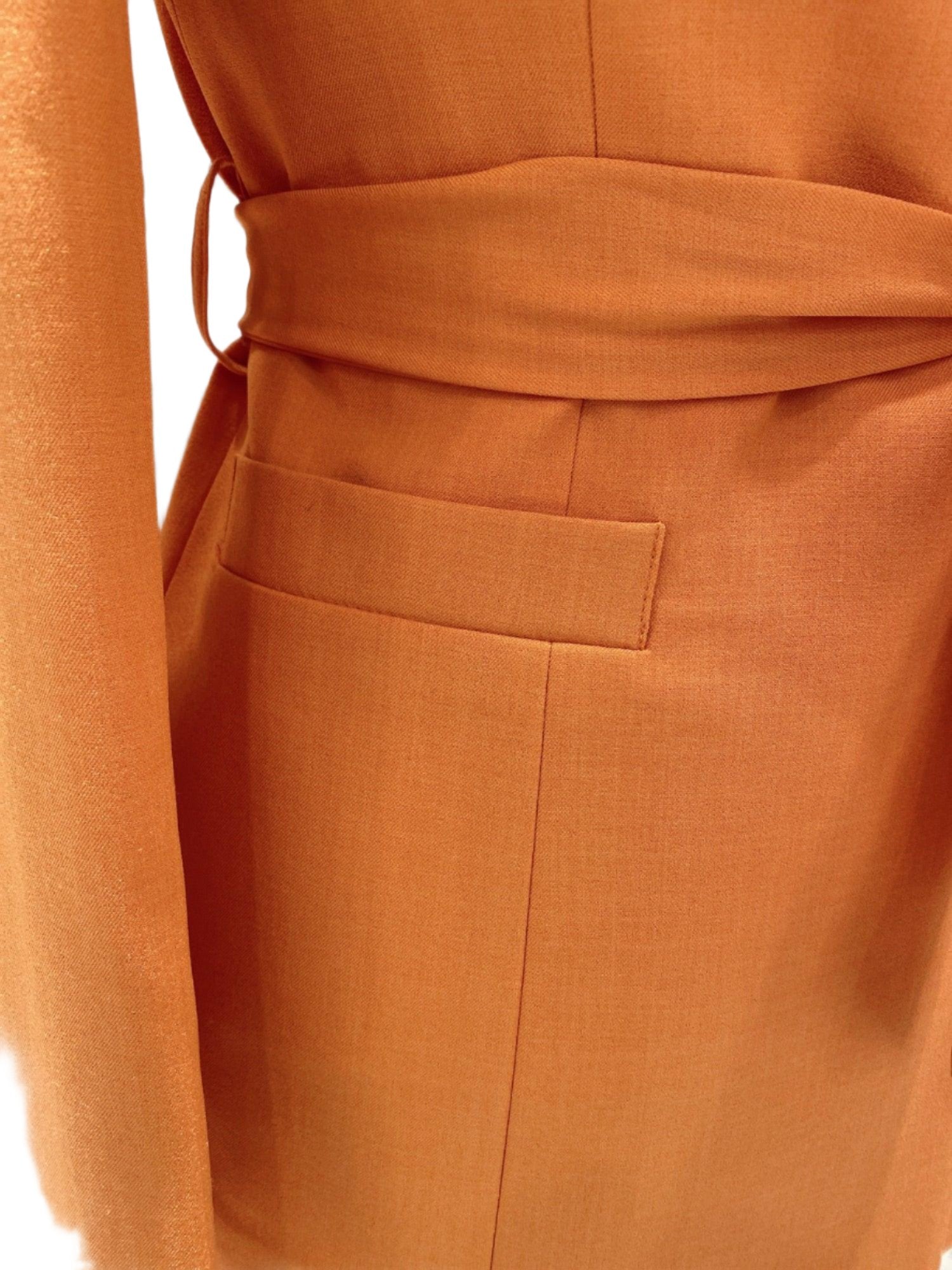 Orange Women Pant Suit - Wide Leg Belted Trouser Suit - Pantsuit - Guocali