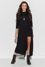 Party Mini Dress – Long Sleeves, Draped Design, Black – Daydress | GUOCALI