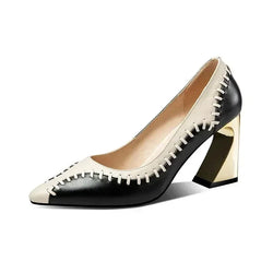Patchwork Leather High Heels Women Pumps 8842082910539 - Guocali