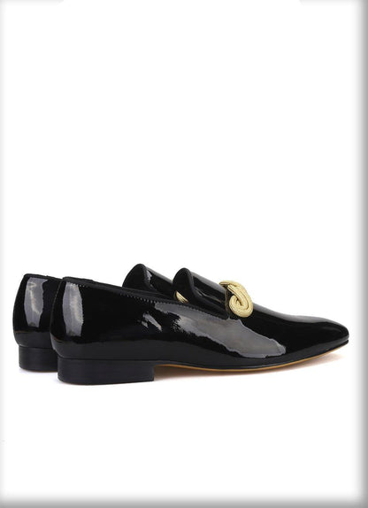 Patent Leather Men Loafers with Gold Rope - Men Shoes - Loafer Shoes - Guocali