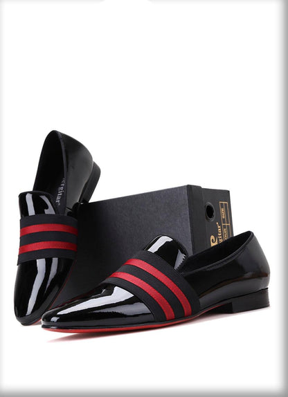 Patent Leather Men Loafers With Ribbon - Men Shoes - Loafer Shoes - Guocali