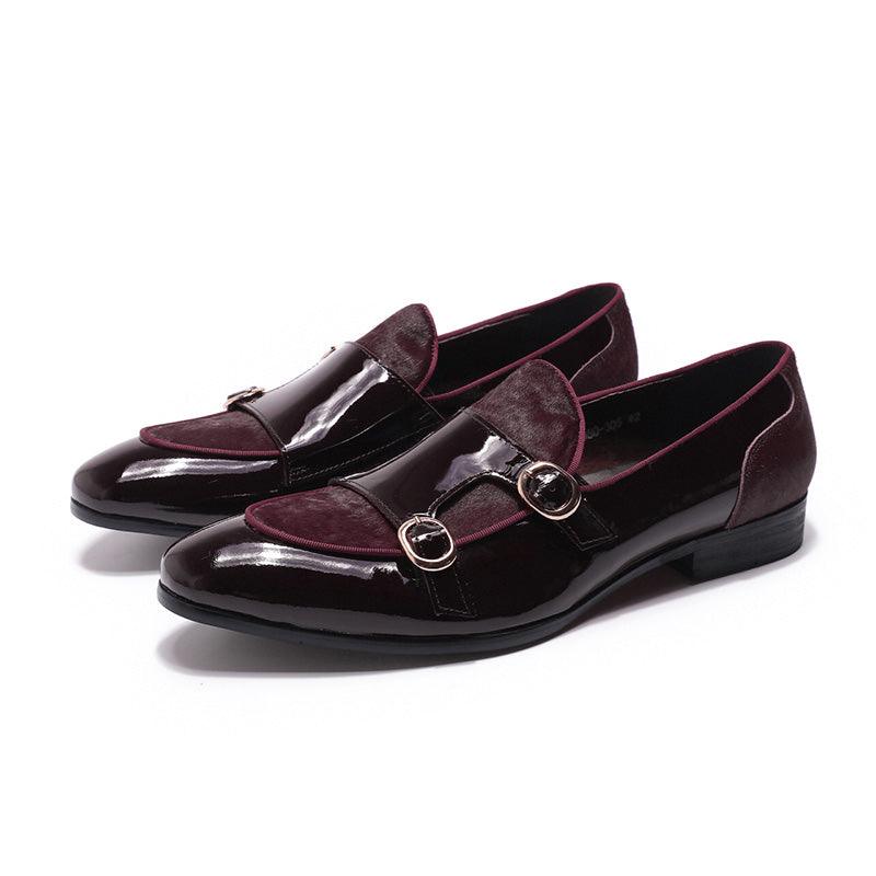 Patent Leather Monk Strap Formal Loafers - Men Shoes - Loafer Shoes - Guocali