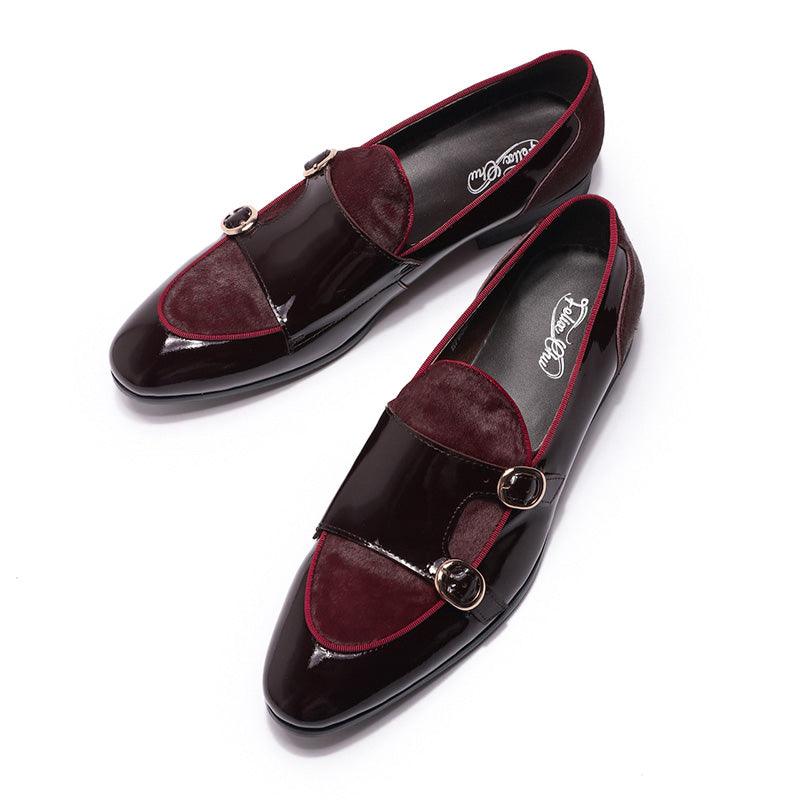 Patent Leather Monk Strap Formal Loafers - Men Shoes - Loafer Shoes - Guocali