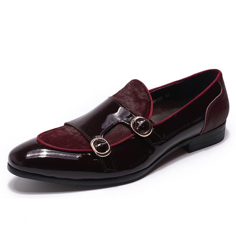 Patent Leather Monk Strap Formal Loafers - Men Shoes - Loafer Shoes - Guocali