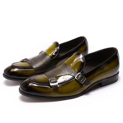 Patent Leather Monk Strap Men Loafers -Guocali