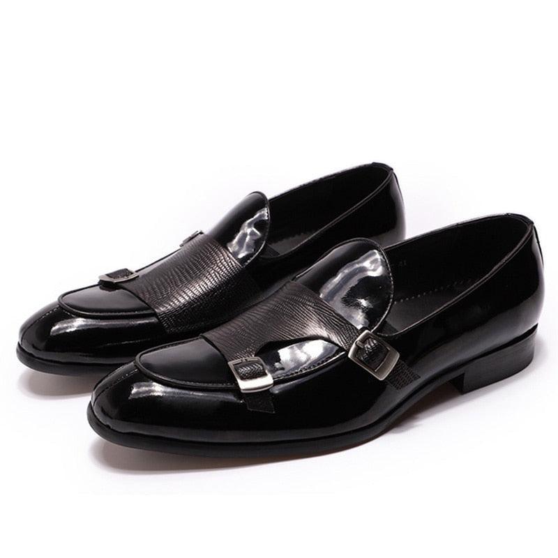 Patent Leather Monk Strap Men Loafers - Men Shoes - Loafer Shoes - Guocali