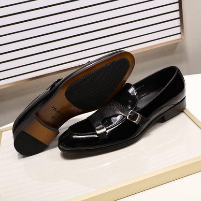 Patent Leather Monk Strap Men Loafers - Men Shoes - Loafer Shoes - Guocali