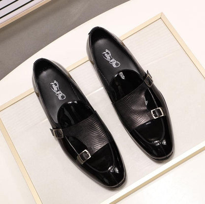 Patent Leather Monk Strap Men Loafers - Men Shoes - Loafer Shoes - Guocali