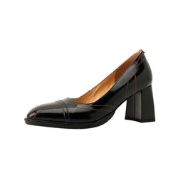 Patent Leather Round Toe Women Pumps - Guocali