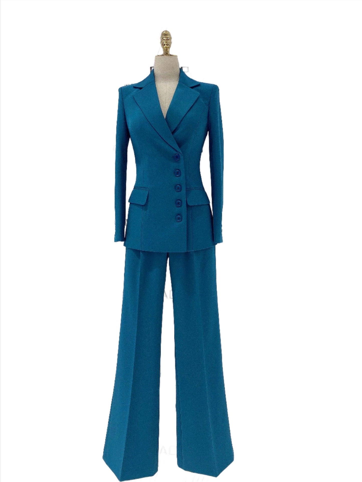 Peacock Style Pant Suit - Wide Leg Women Trouser Suit - Pantsuit - Guocali