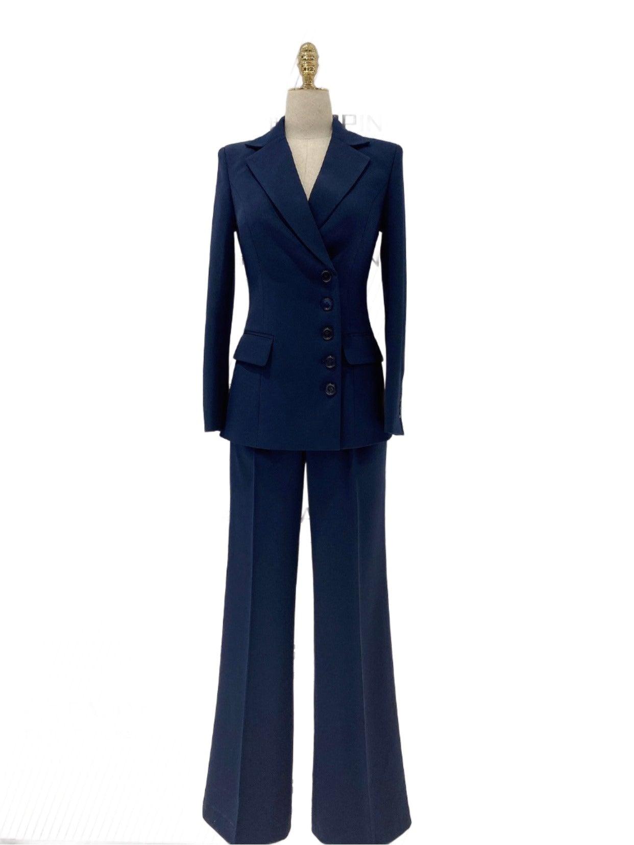 Peacock Style Pant Suit - Wide Leg Women Trouser Suit - Pantsuit - Guocali