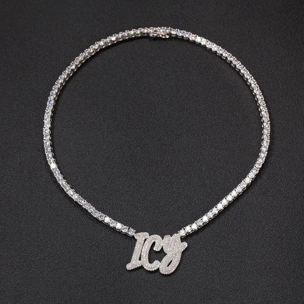 Personalized Name Pendant Necklace - Rhinestone -Guocali