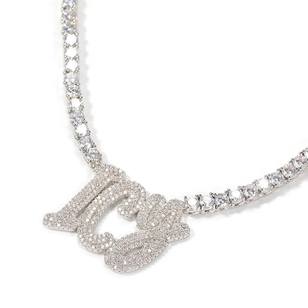 Personalized Name Pendant Necklace - Rhinestone -Guocali