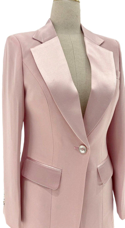 Pink Pant Suit - Women Silk Satin Trouser Suit - Pantsuit - Guocali