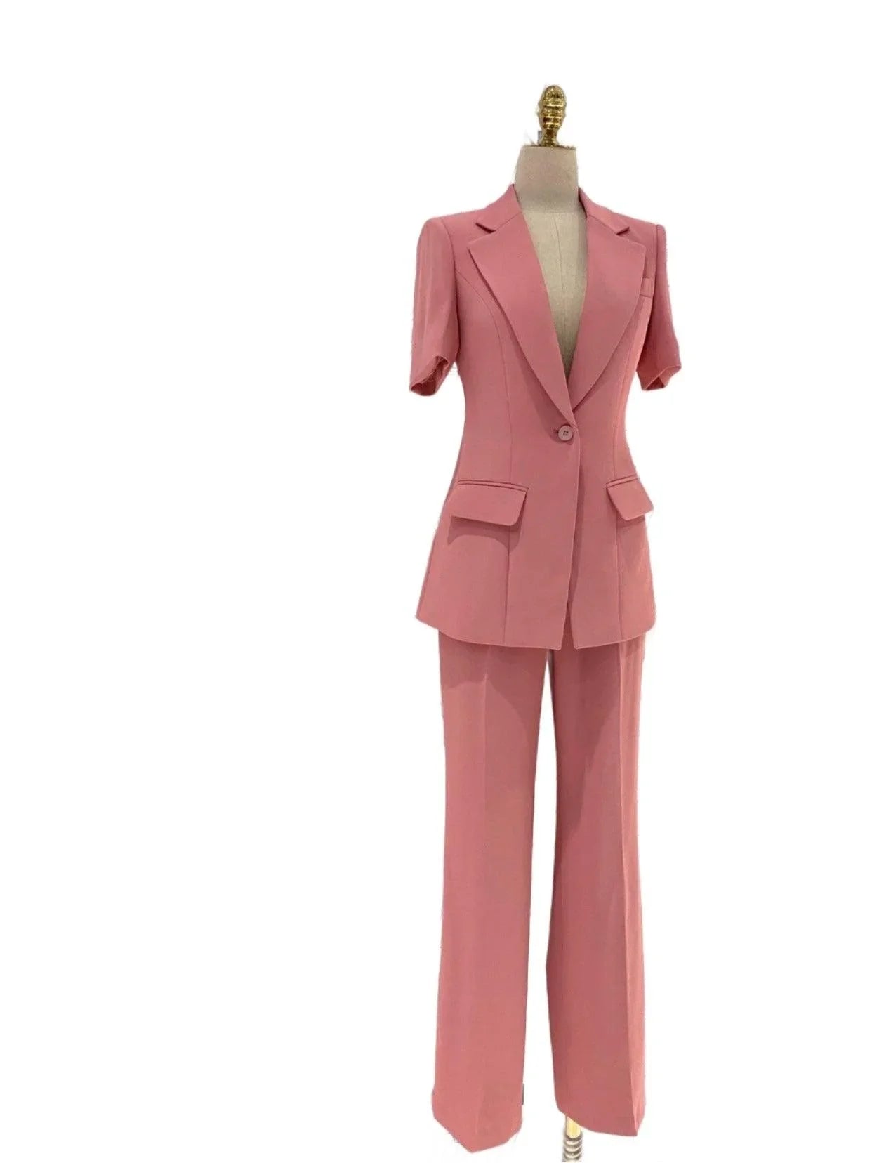 Chic Women's Pant Suit - Solid One-Button