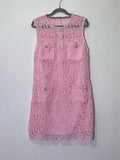 Pink Sleeveless Lace Short Dress -Guocali