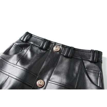 Plaid Mini Skirt - Women Leather Skirt -Guocali