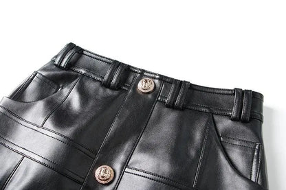 Plaid Mini Skirt - Women Leather Skirt -Guocali