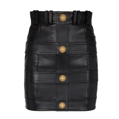 Plaid Mini Skirt - Women Leather Skirt -Guocali