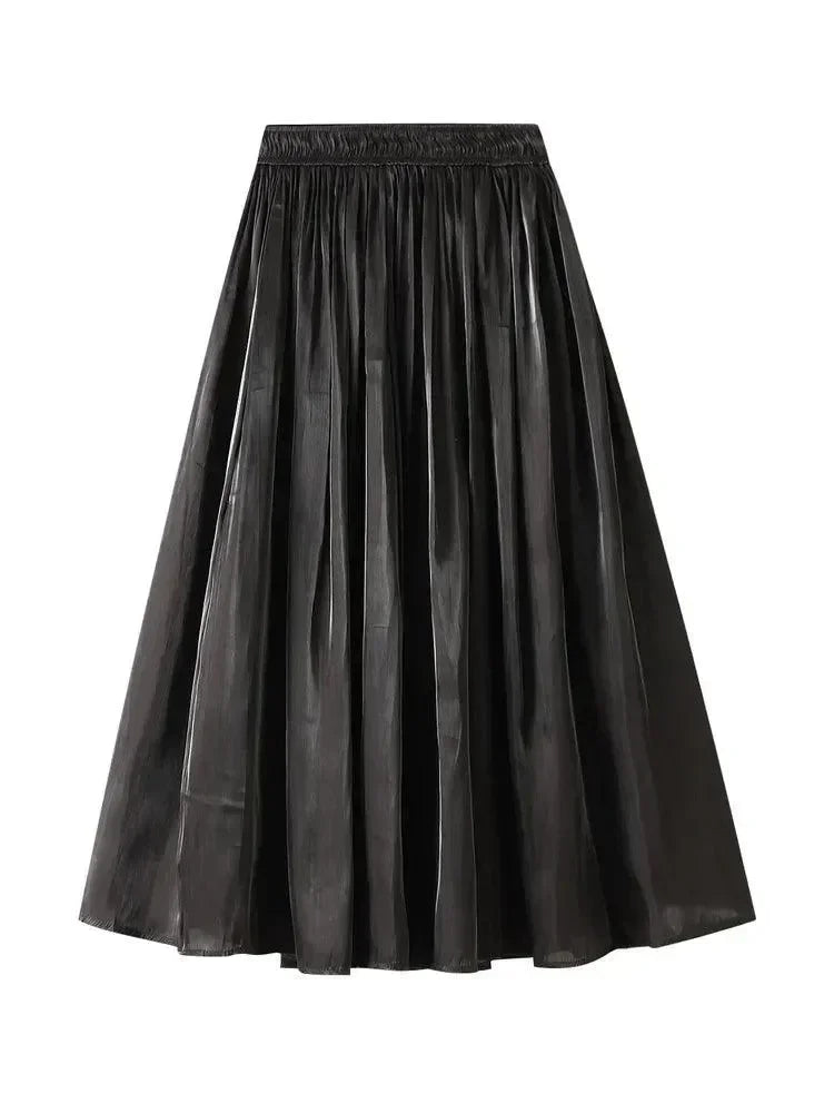 Pleated Skirt Women Fairy Style - Elastic Midi Women Skirt