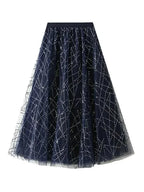 Pleated Skirt Women Sequin Mesh - High Waist Maxi Women Skirt