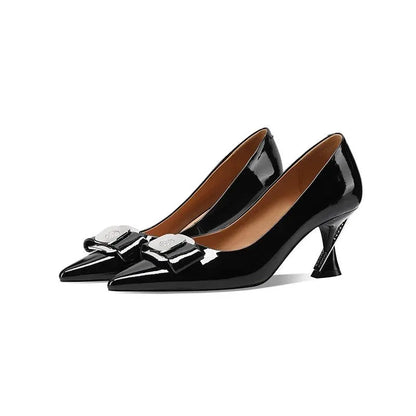 Pointed Toe Women Leather Stiletto Pumps - Pumps Shoes - Guocali