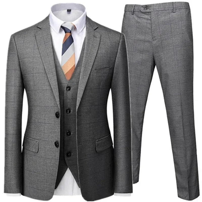 Professional Men’s Suit - Checked Single-Breasted