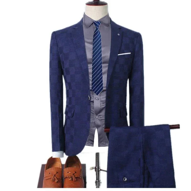 Professional Men’s Suit - Checkered Single-Breasted