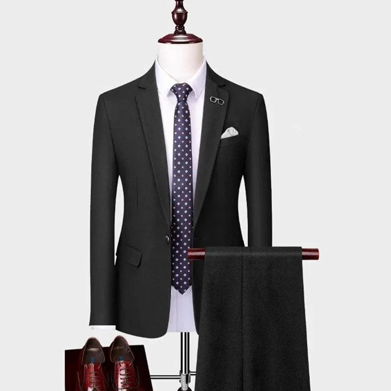 Professional Men’s Suit - Solid Single-Breasted