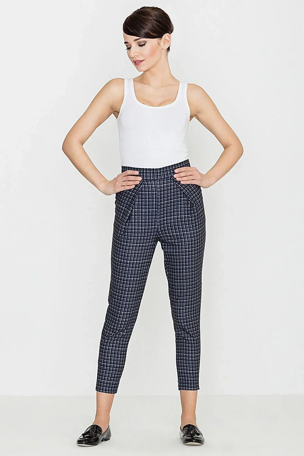 Professional Women Trousers – High Rise Checkered Style -Guocali