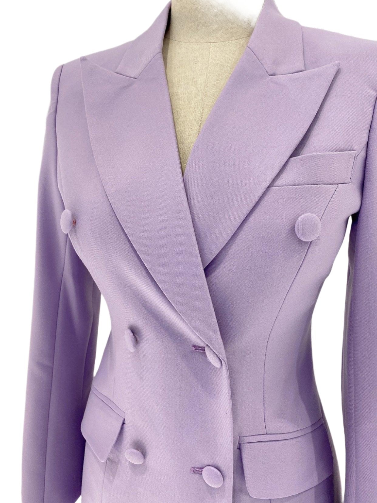 Purple Double-Breasted Suit - Women Flared Pantsuit - Pantsuit - Guocali