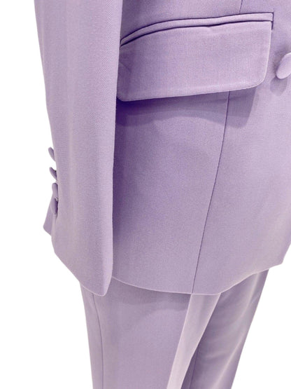 Purple Double-Breasted Suit - Women Flared Pantsuit - Pantsuit - Guocali