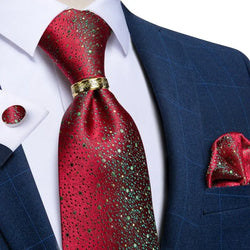 Red Galaxy Silk Necktie Set - Guocali