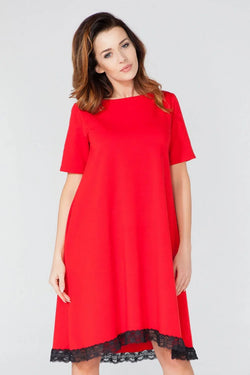 Red Lace Casual Dress Lightweight Summer Style - Guocali