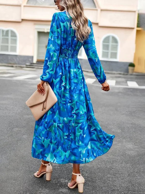 Resort V-Neck Long-Sleeved Summer Dress -Guocali