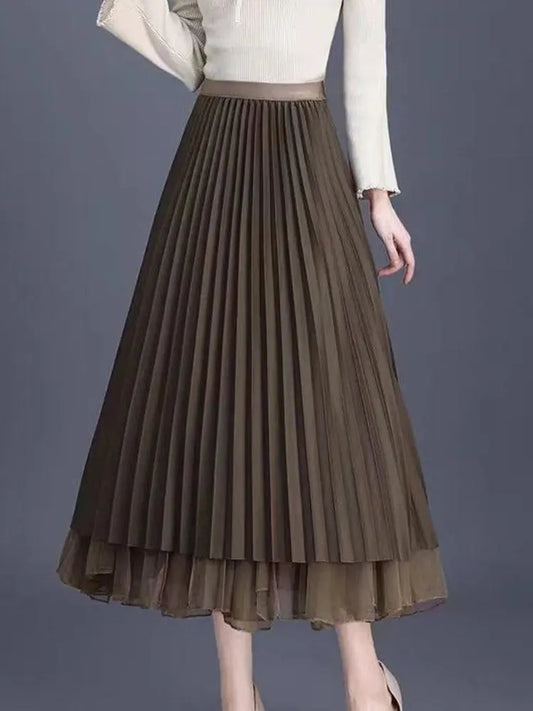 Reversible High-Waist Pleated Skirt - Pleated Skirt - Guocali