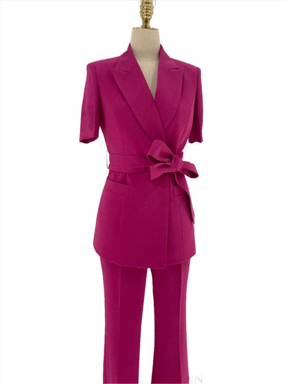 Rose Belted Women Pant Suit - Pantsuit - Guocali